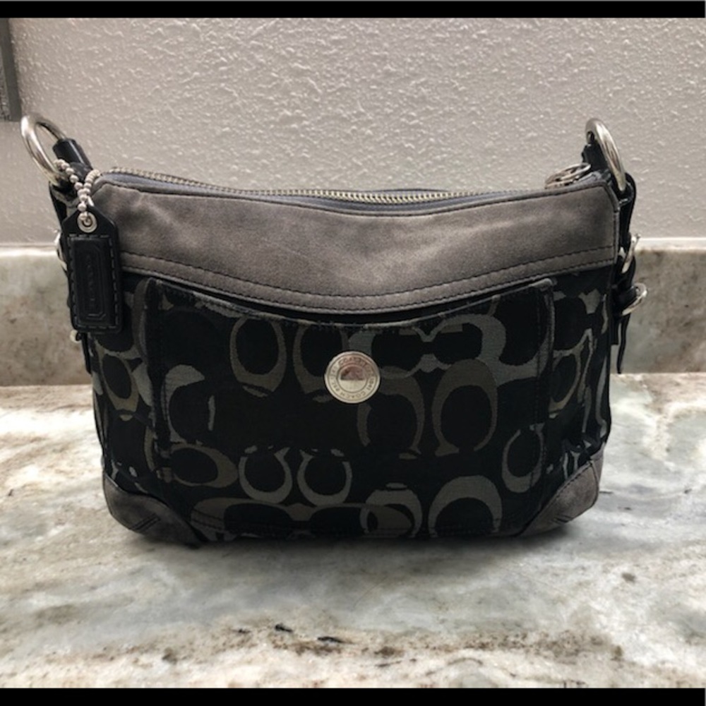 Coach black and gray shoulder bag